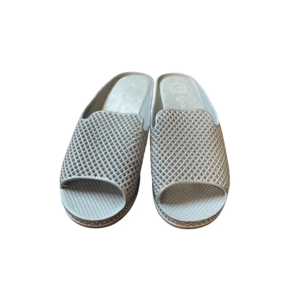 Jeffrey Campbell Havana Last Silver Metallic Lattice Platform Slide Sandals 10